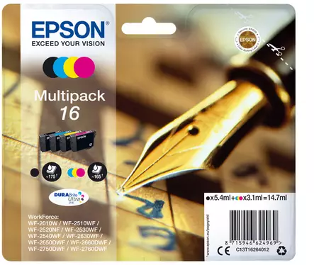 EPSON 16 INK CARTRIDGE BLACK + 3 COLOUR - Musteet, paperit ja väripatruunat - 8715946624969 - 2