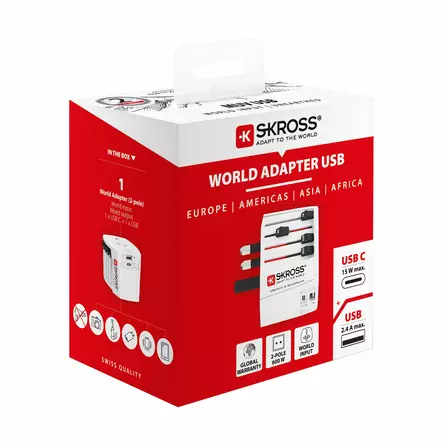 SKROSS MUV WORLD TRAVEL ADAPTER USB A&C - Älykoti - Smarthome - 7640166323709 - 2