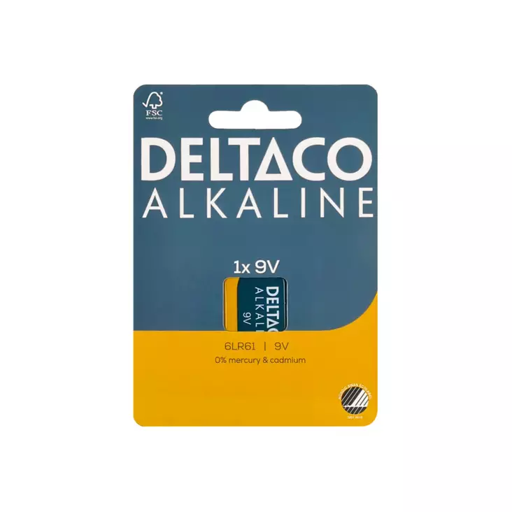 DELTACO 9V/6LR61 ALKALIPARISTO - Muut tarvikkeet - 7333048070609 - 1