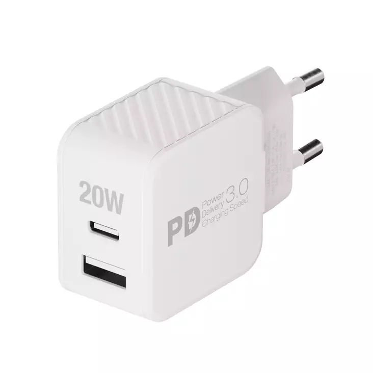 VIVANCO NOPEA 1xUSB-C PD / USB-A KOTILATURI 20W VALKOINEN - Kaapelit ja laturit - 4008928641219 - 1