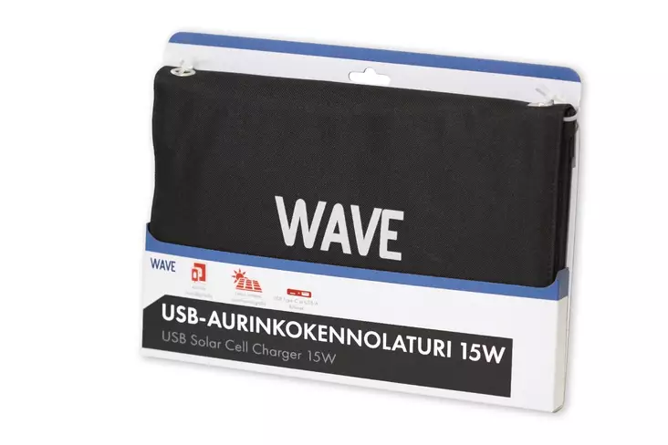 WAVE AURINKOKENNOLATURI 15W MUSTA - Kaapelit ja laturit - 6418312173369 - 1